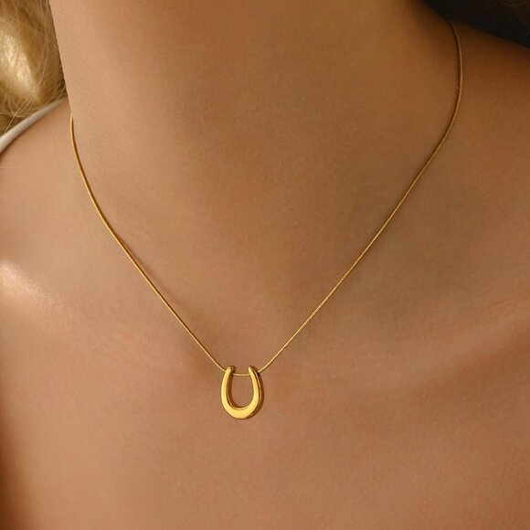 ⚡Gold Necklace for Women 18K Plated Crescent Moon Sun Horse Shoe Horn Pendant - Picture 4 of 7